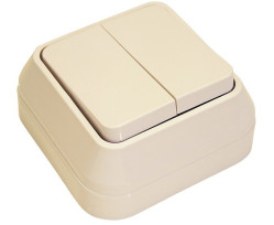 Выключатель Makel на 2 клавиши IP20 (кремовый)