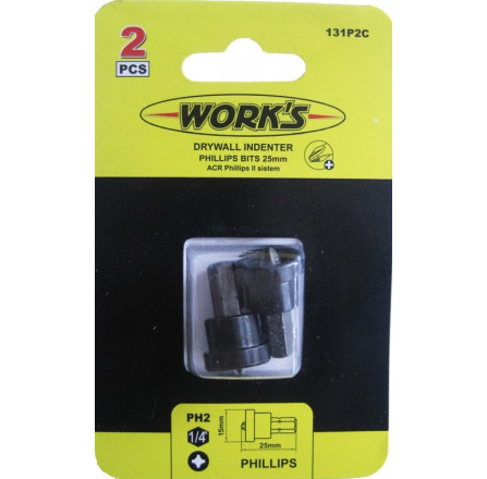 Набор бит по гипсокартону Works 131P2С PH2x25 мм 2 предмета