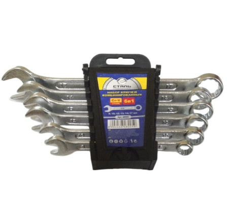 Набор ключей комбинированных Сталь 6 предмета (48005)