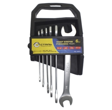 Набор рожковых ключей Сталь 6 предмета (48038)