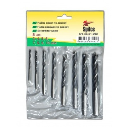 Набор сверл по дереву Spitce 3 - 10 мм (8 шт)