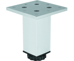 Ножка мебельная квадратная регулируемая 38 x 38 x 100 мм (Аллюминиевый)