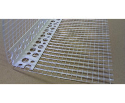 Угол перфорированный Европа-профиль пластиковый с сеткой 100 х 100 мм (3 м)