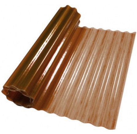 Шифер прозрачный Волнопласт гофрированный усиленный капроновыми нитями 1,5 x 20 м (бронза)